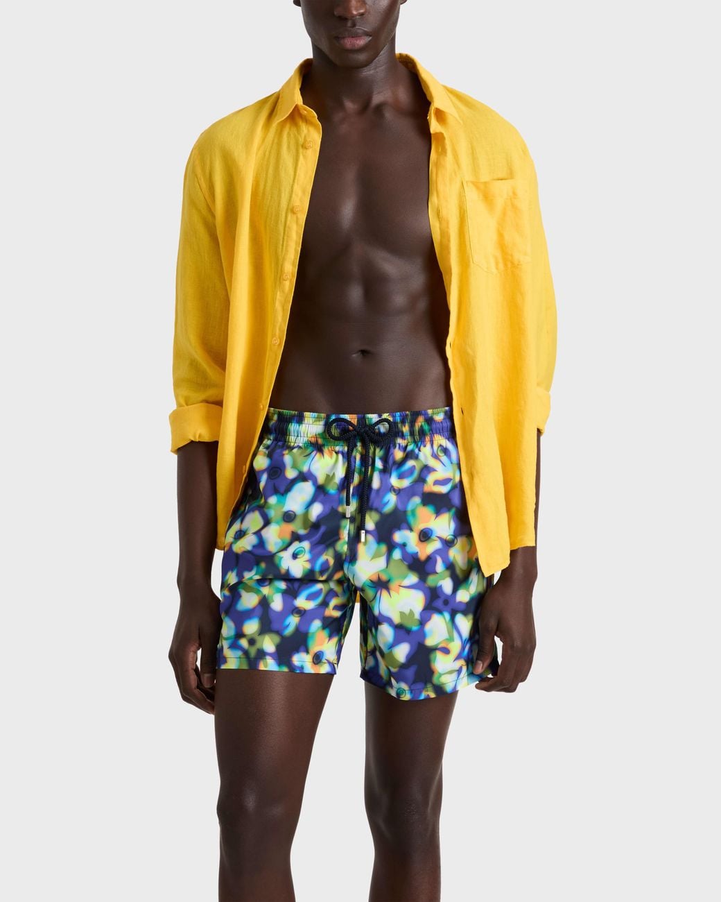 Vilebrequin Blue Ultra-Light And Packable Swim Shorts Frangipanier Trouble for men