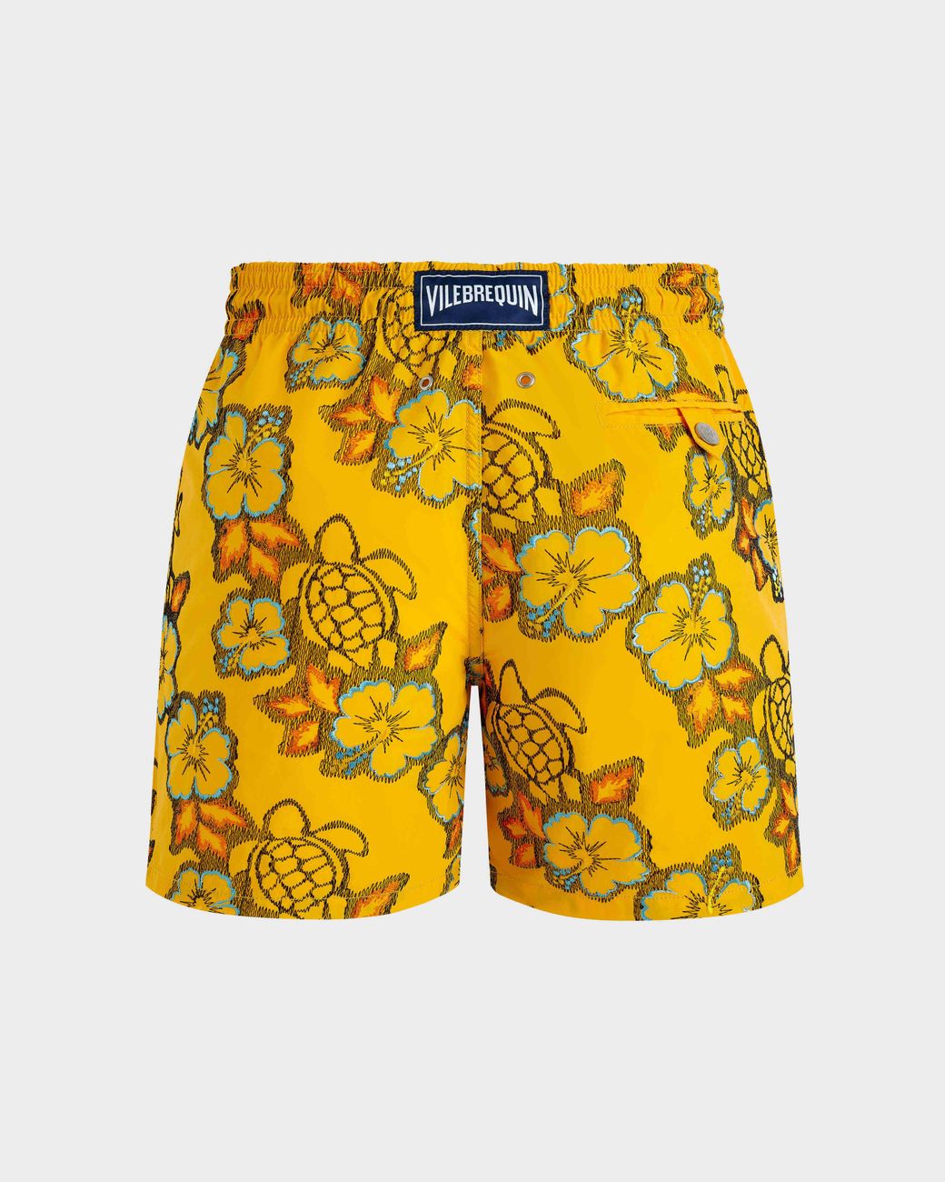 Vilebrequin Yellow Swim Shorts Embroidered Hibiscus for men