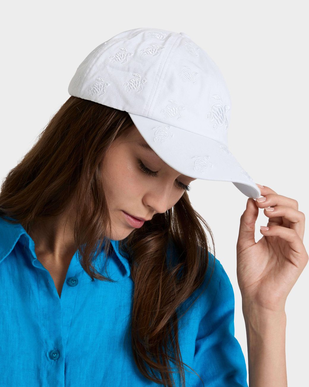 Vilebrequin White Embroidered Cap Turtles All Over for men