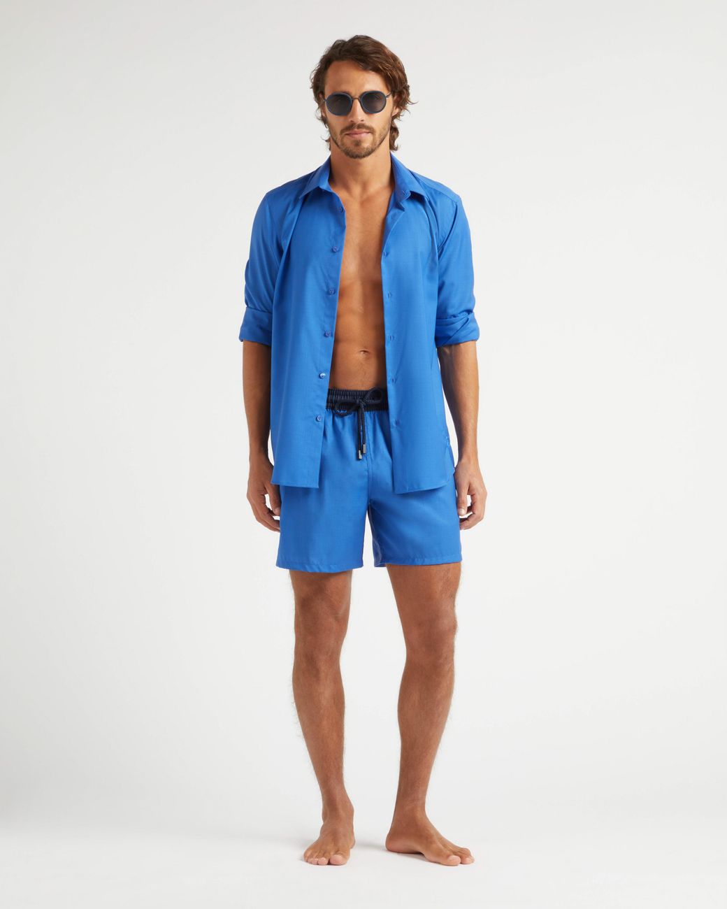 Vilebrequin Blue Merino Wool Super 120's Swim Shorts Bicolor for men