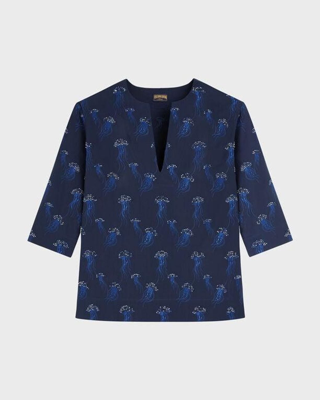 Vilebrequin Blue Embroidered Cotton Voile Cover-Up Beaded Jellyfish
