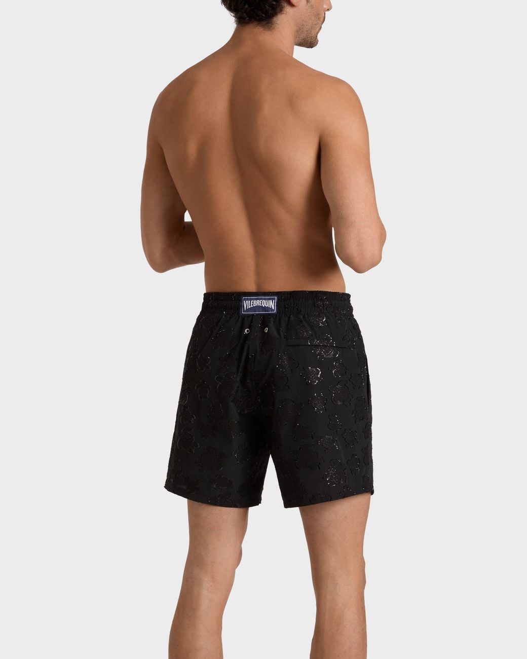 Vilebrequin Black Swim Shorts Ronde Des Tortues Jacquard Broché for men