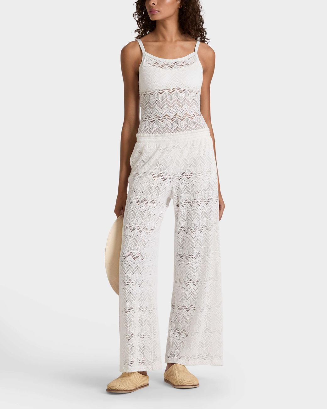 Vilebrequin White Wide-Leg Pants Mesh