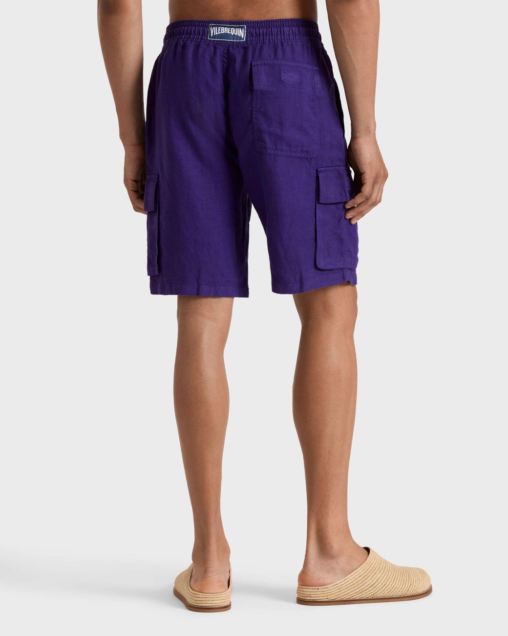 Vilebrequin Blue Linen Bermuda Shorts Cargo Pockets for men