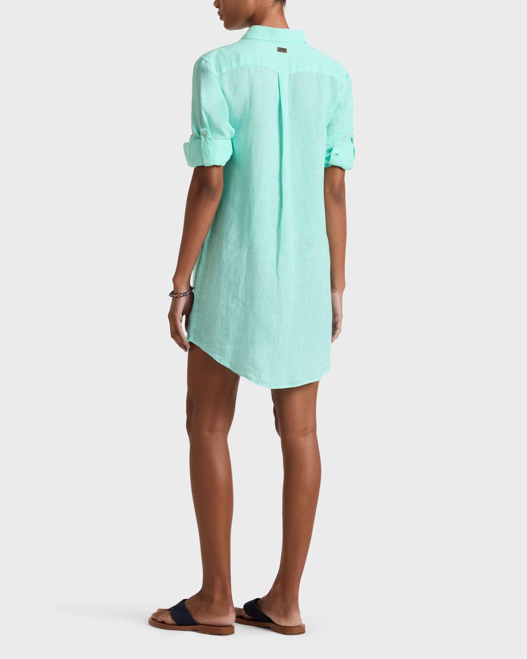 Vilebrequin Green Linen Shirt Dress Solid