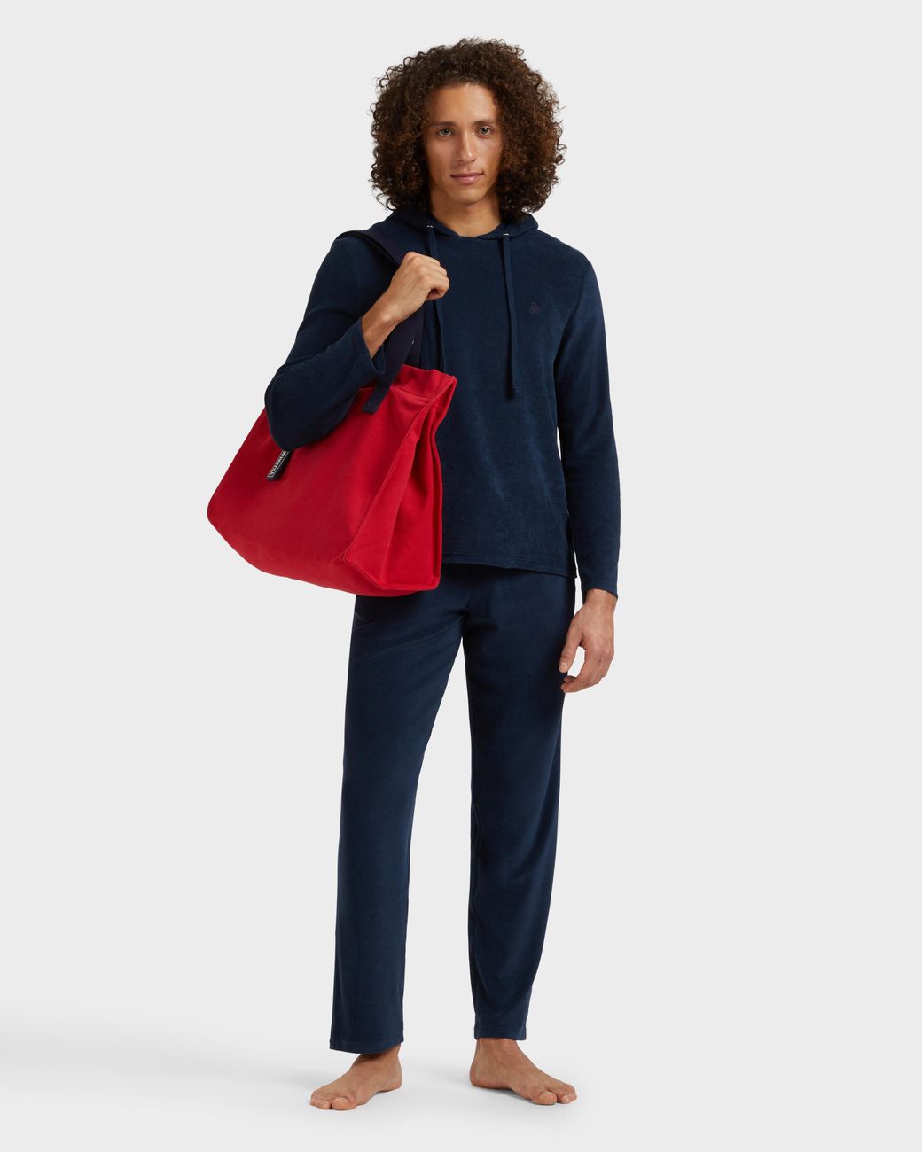 Vilebrequin Blue Terry Long-sleeves Hooded T-shirt for men