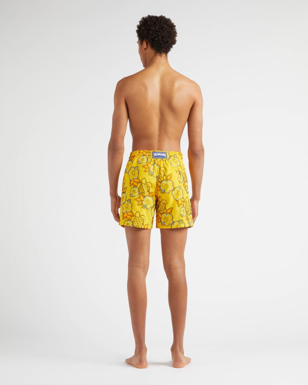 Vilebrequin Yellow Swim Shorts Embroidered Hibiscus for men