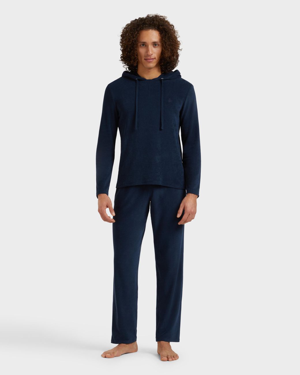 Vilebrequin Blue Terry Long-sleeves Hooded T-shirt for men
