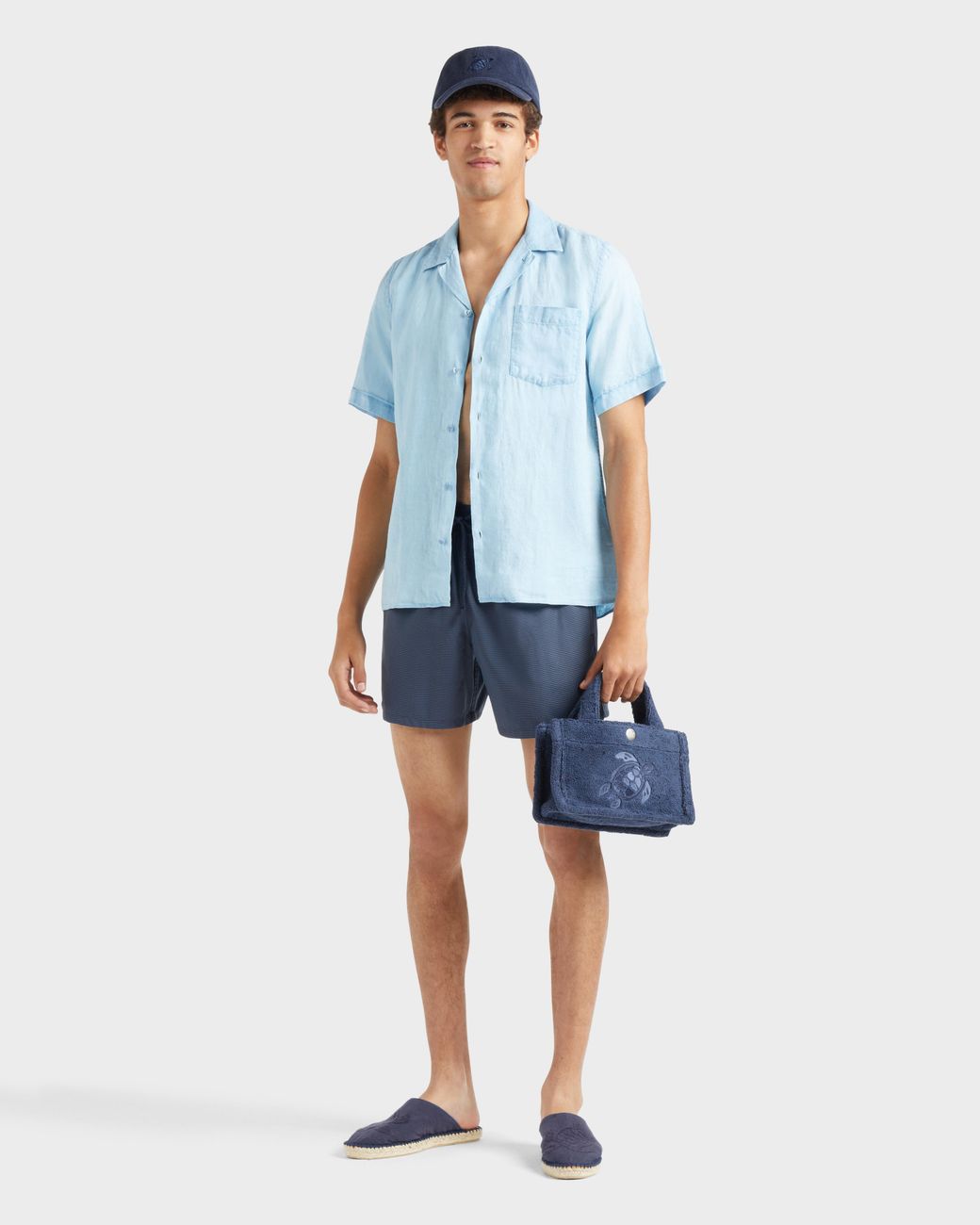 Vilebrequin Blue Wool Swim Shorts Micro Carreaux Tailoring for men