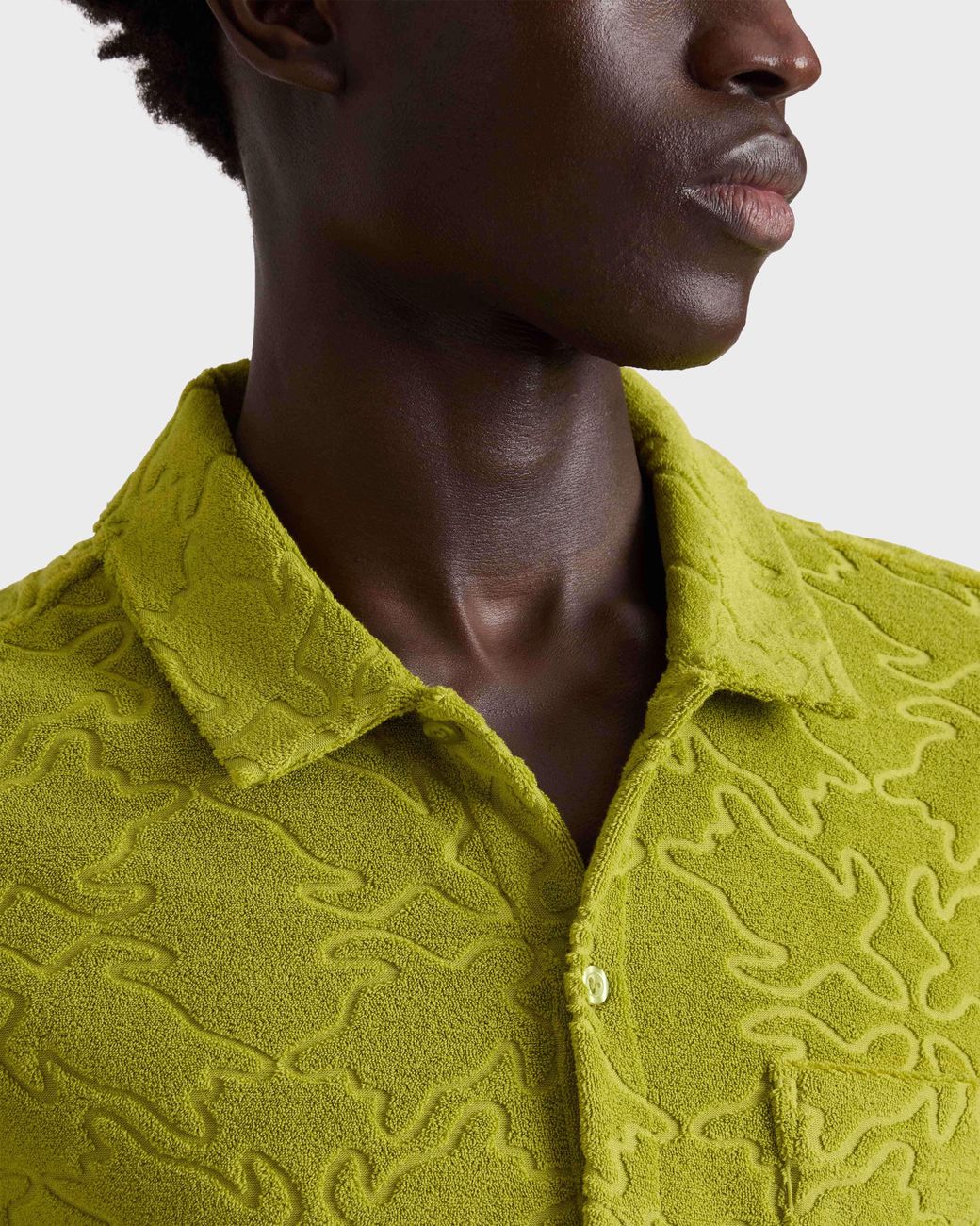 Vilebrequin Yellow Terry Bowling Shirt Turtles Net Jacquard for men