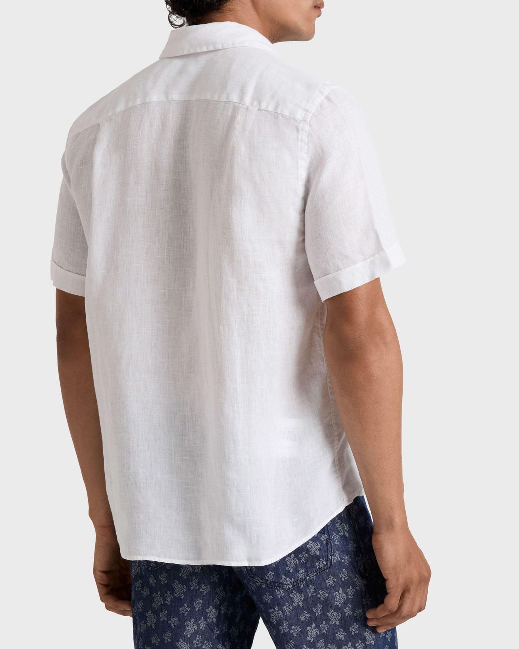 Vilebrequin White Short-Sleeve Linen Shirt Solid for men