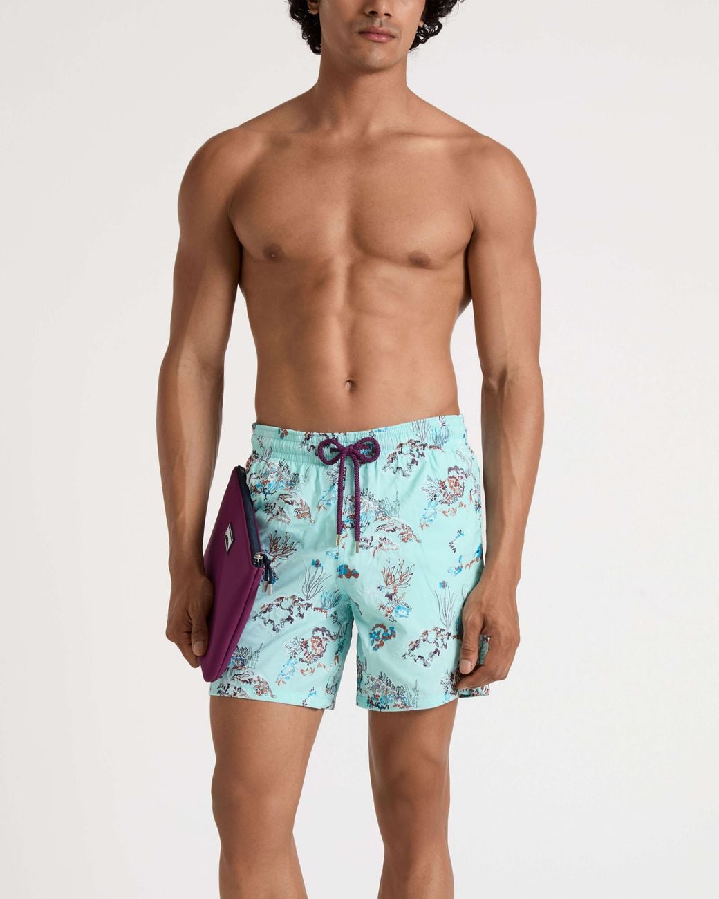 Vilebrequin Blue Embroidered Swim Shorts Coral Reef for men