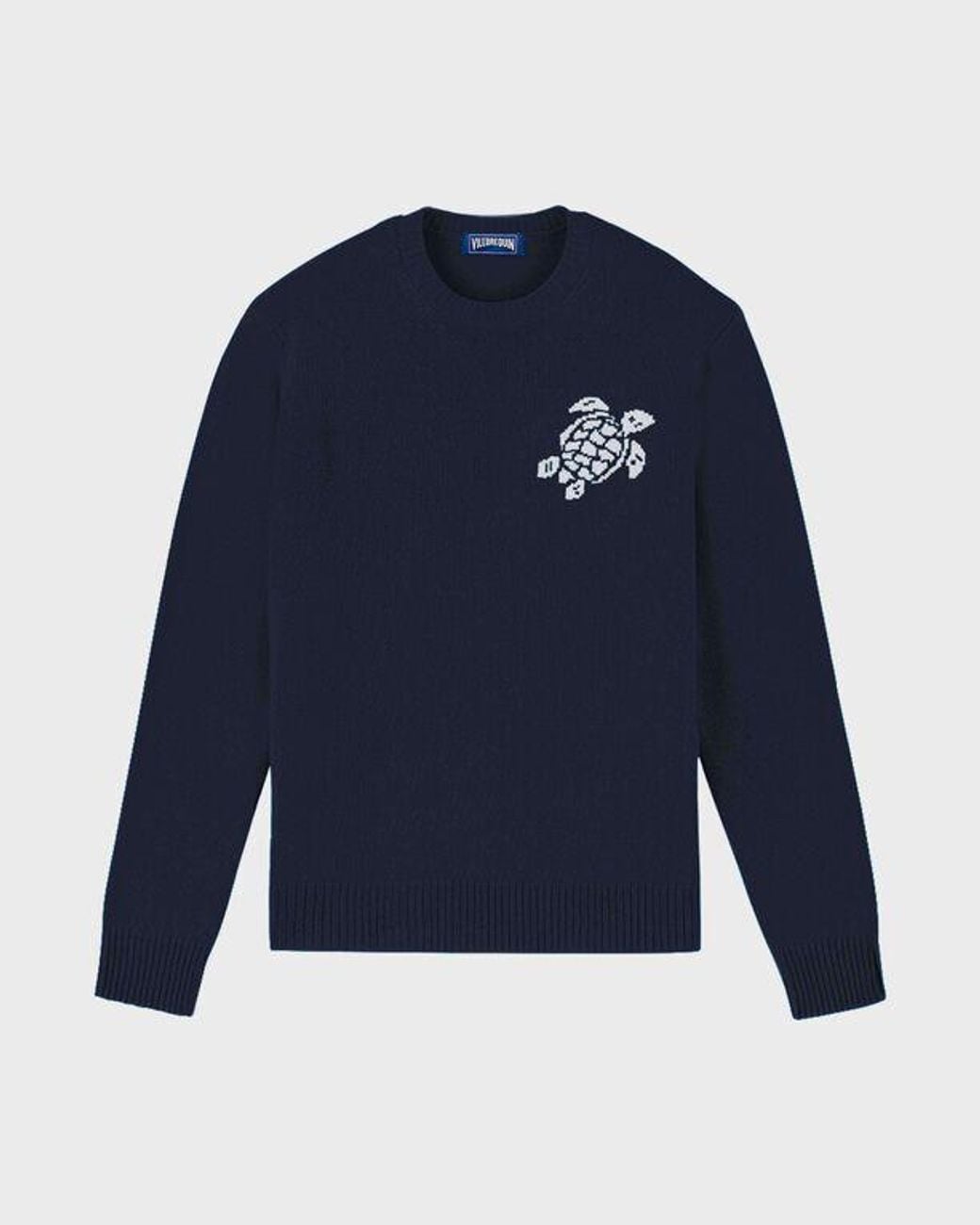 Vilebrequin Blue Cotton And Cashmere Crewneck Sweater Turtle for men