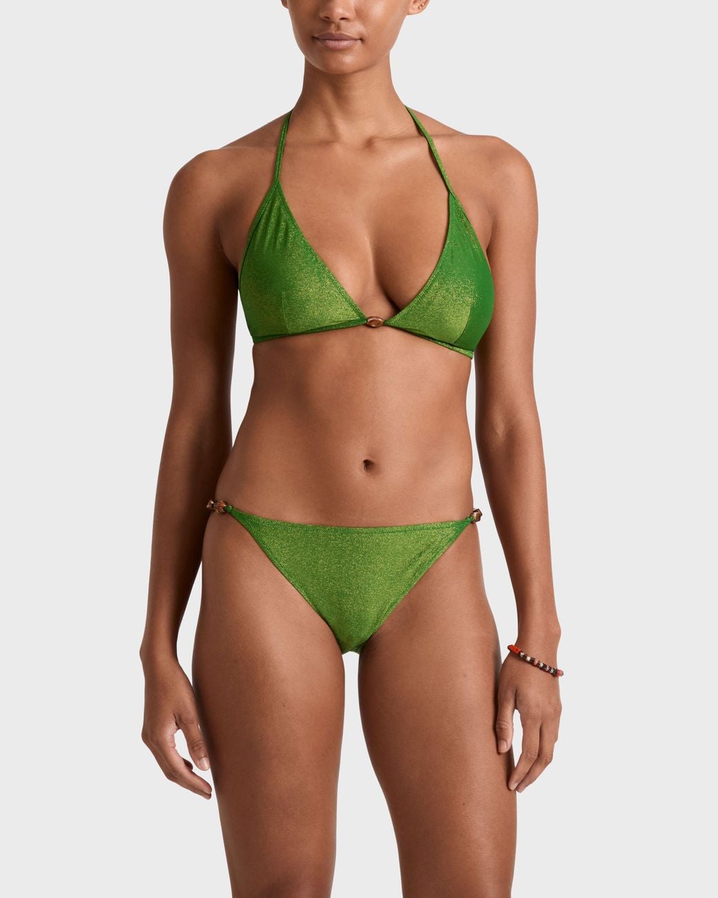 Vilebrequin Green Triangle Bikini Top Iridescent Jersey