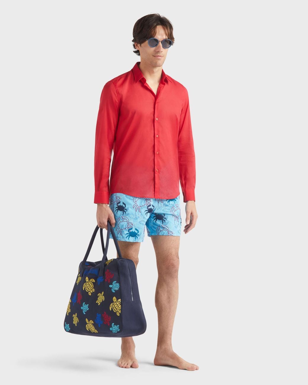 Vilebrequin Blue Swim Shorts Embroidered Crab Balloons for men