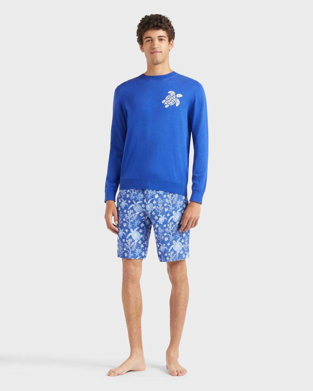 Vilebrequin Blue Cotton Sweater Turtle for men