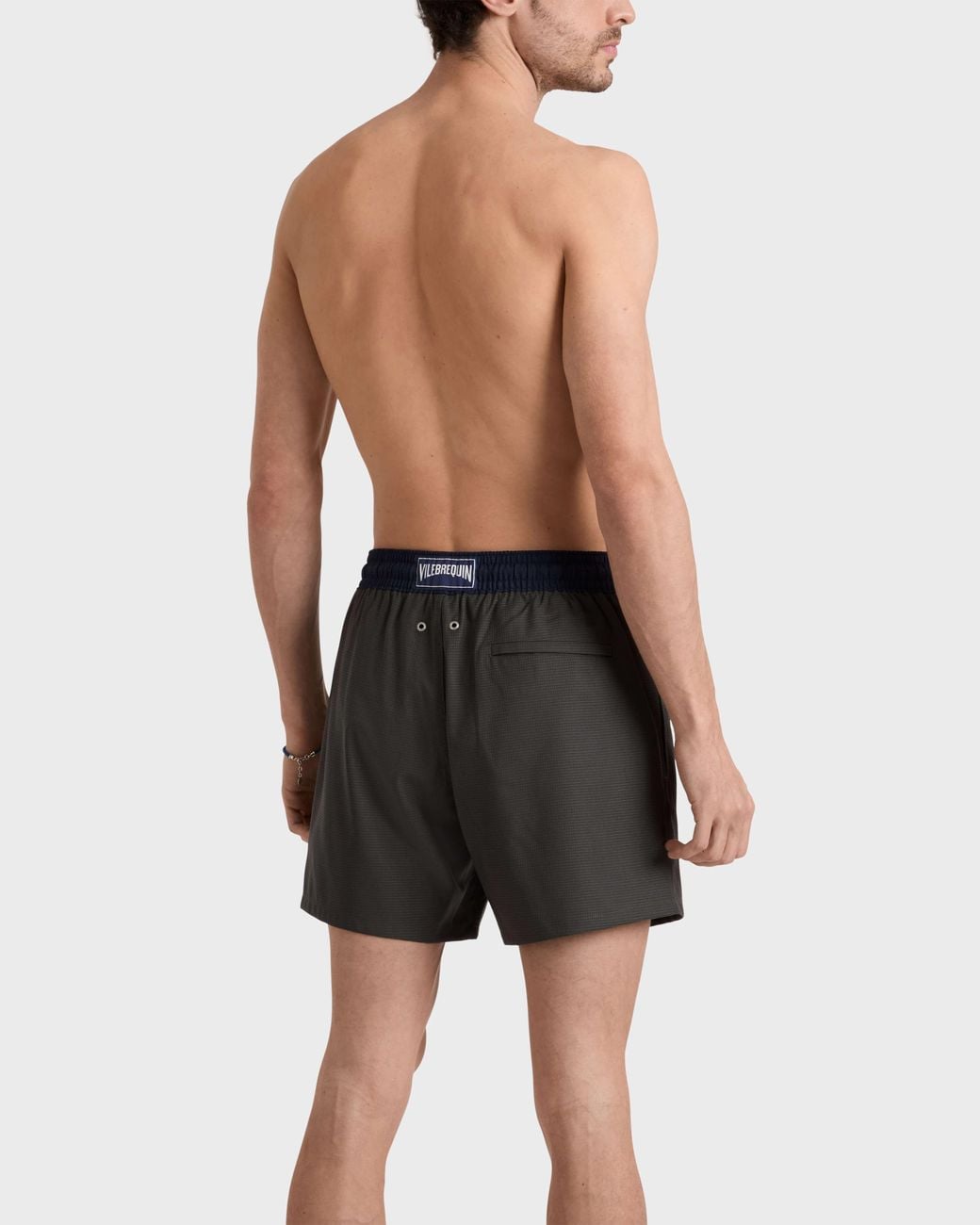 Vilebrequin Gray Ultrafine Wool Swim Shorts Micro Carreaux Tailoring for men