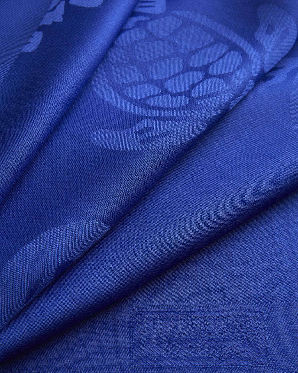 Vilebrequin Blue Wool And Silk Scarf Turtle Jacquard