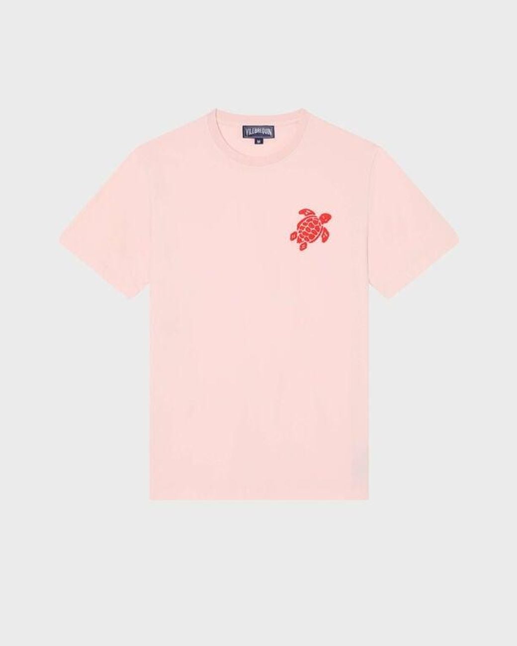 Vilebrequin Pink Organic Cotton T-Shirt Big Turtle Embroidery for men
