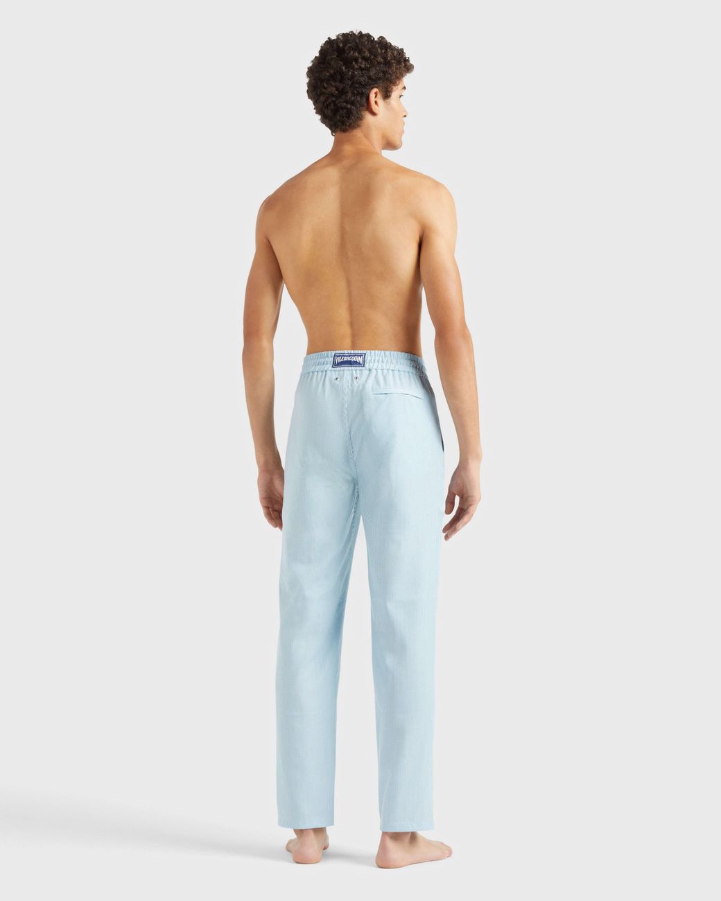 Vilebrequin Blue Wool Regular Pants Micro Rayures Tailoring for men