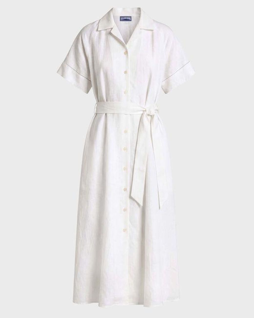 Vilebrequin White Long Linen Shirt Dress Solid