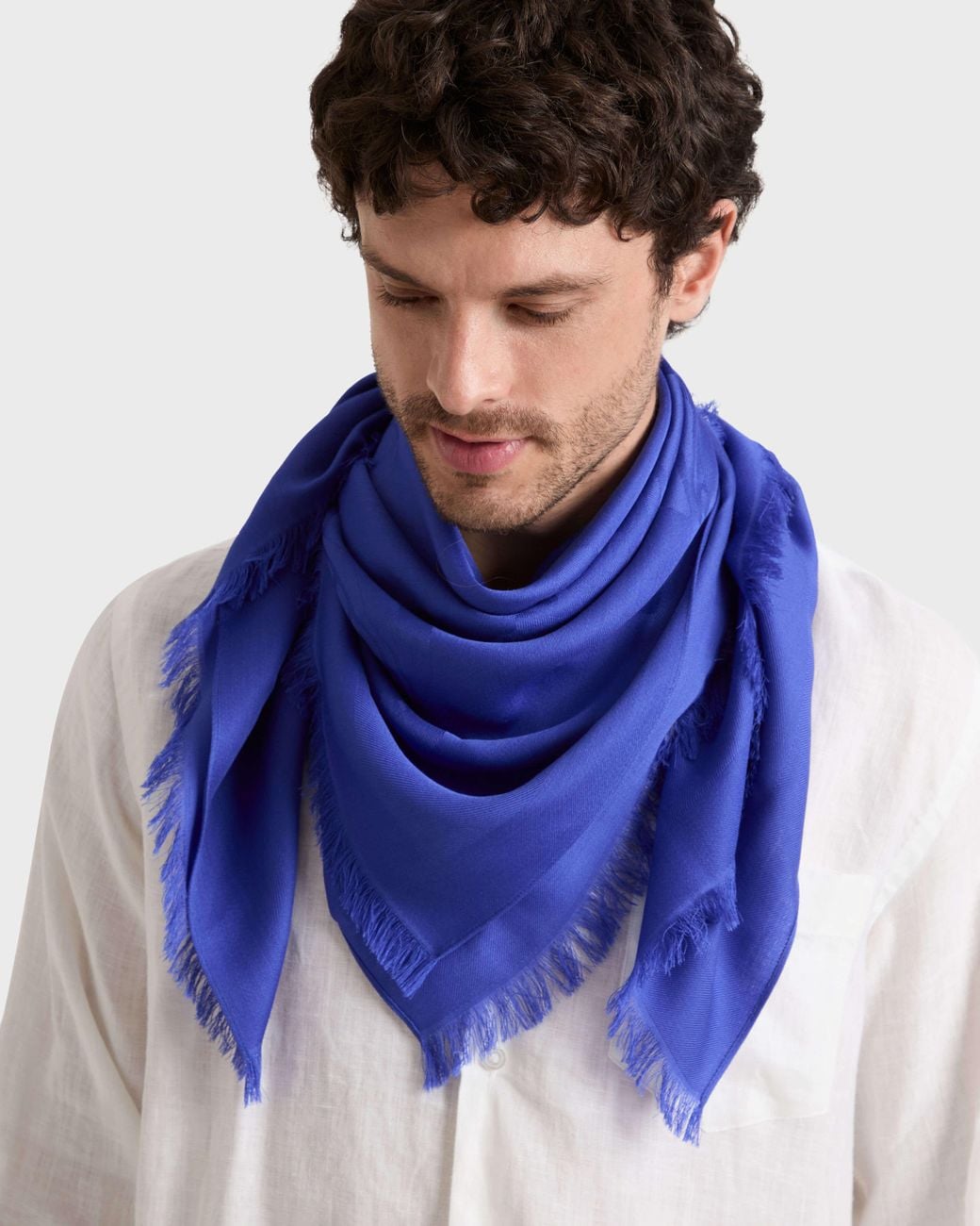 Vilebrequin Blue Wool And Silk Scarf Turtle Jacquard