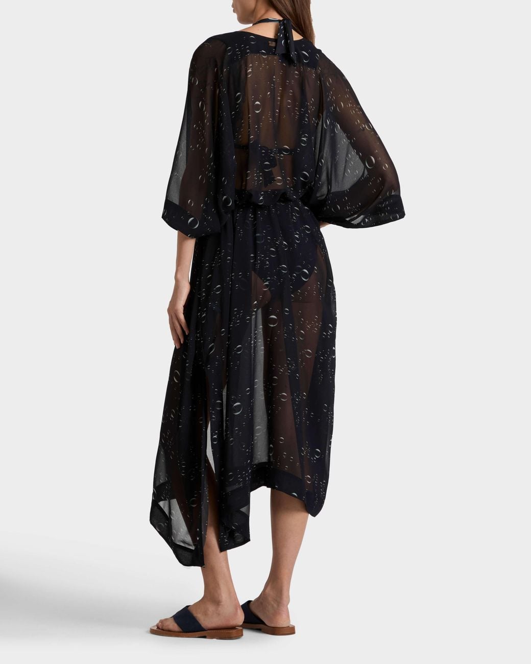 Vilebrequin Long Crêpe Georgette Kaftan Bubble 3d - Kaftan - Louane - Black - Size Osfa
