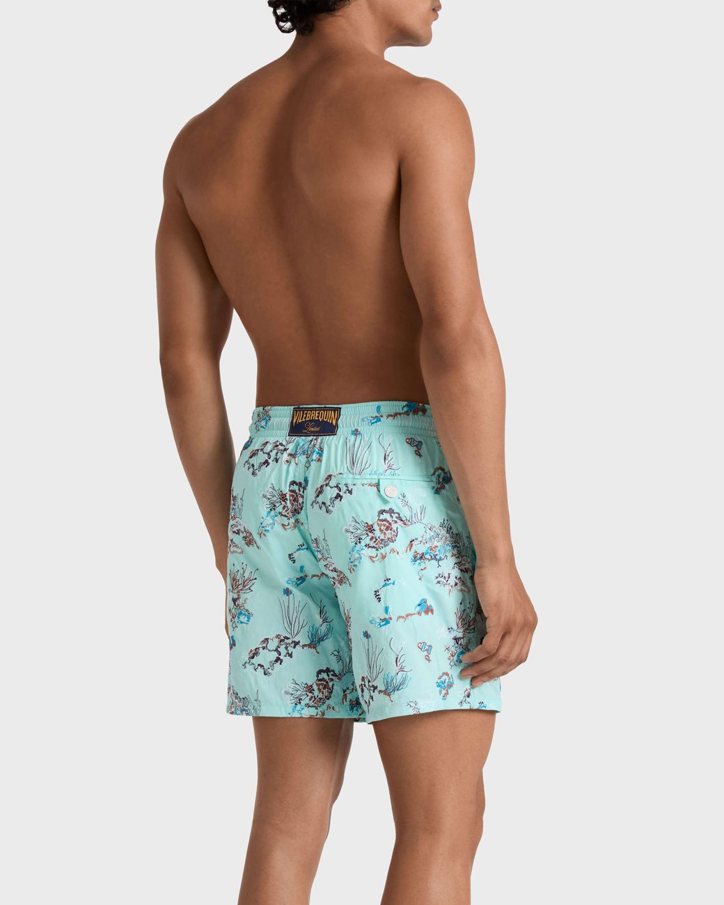 Vilebrequin Blue Embroidered Swim Shorts Coral Reef for men