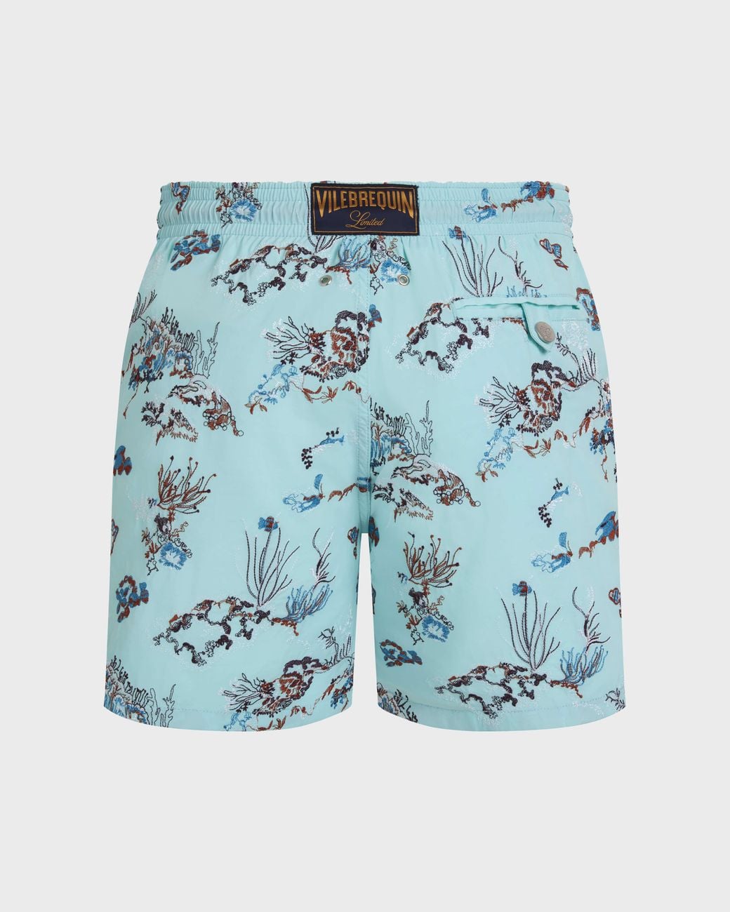 Vilebrequin Blue Embroidered Swim Shorts Coral Reef for men