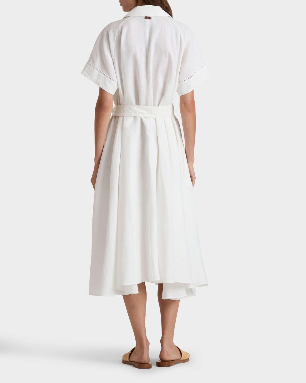 Vilebrequin White Long Linen Shirt Dress Solid