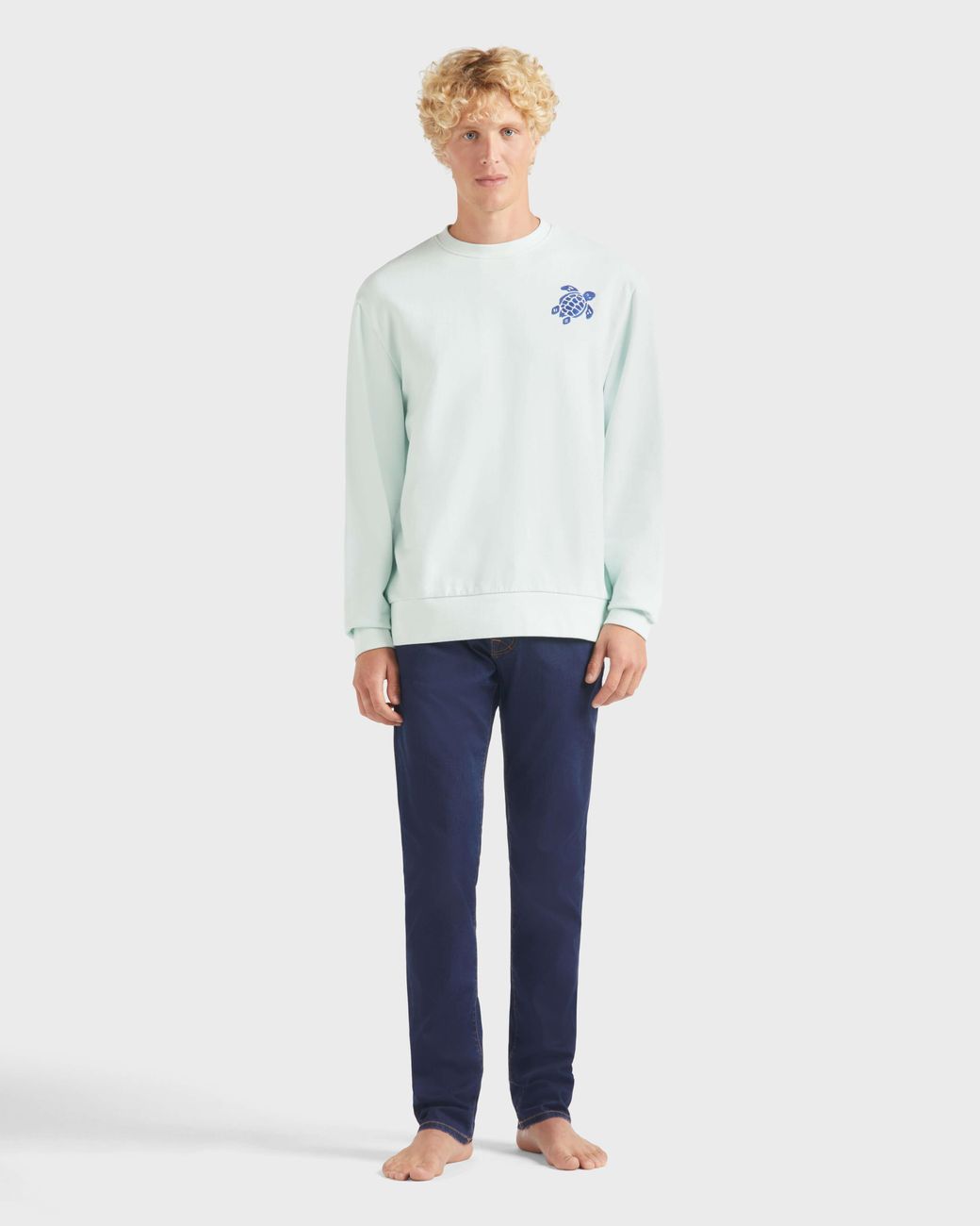 Vilebrequin Blue Crewneck Cotton Sweatshirt Turtle for men