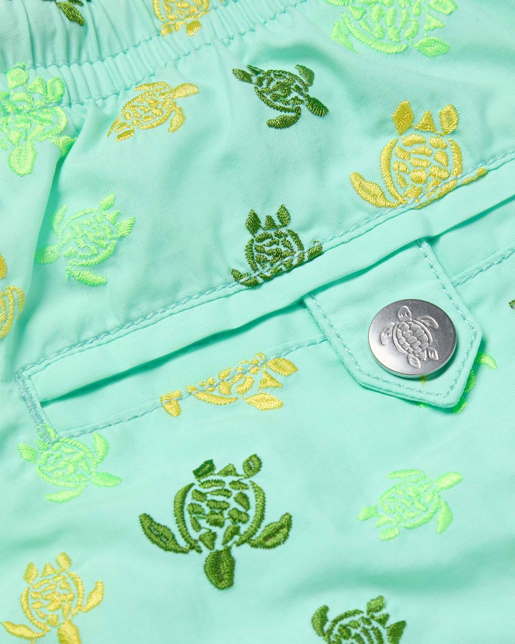 Vilebrequin Green Swim Shorts Embroidered Micro Ronde Des Tortues for men