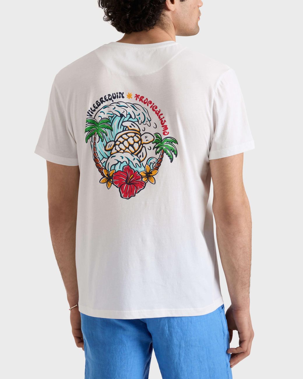 Vilebrequin White Organic Cotton T-Shirt Tropicalissimo for men