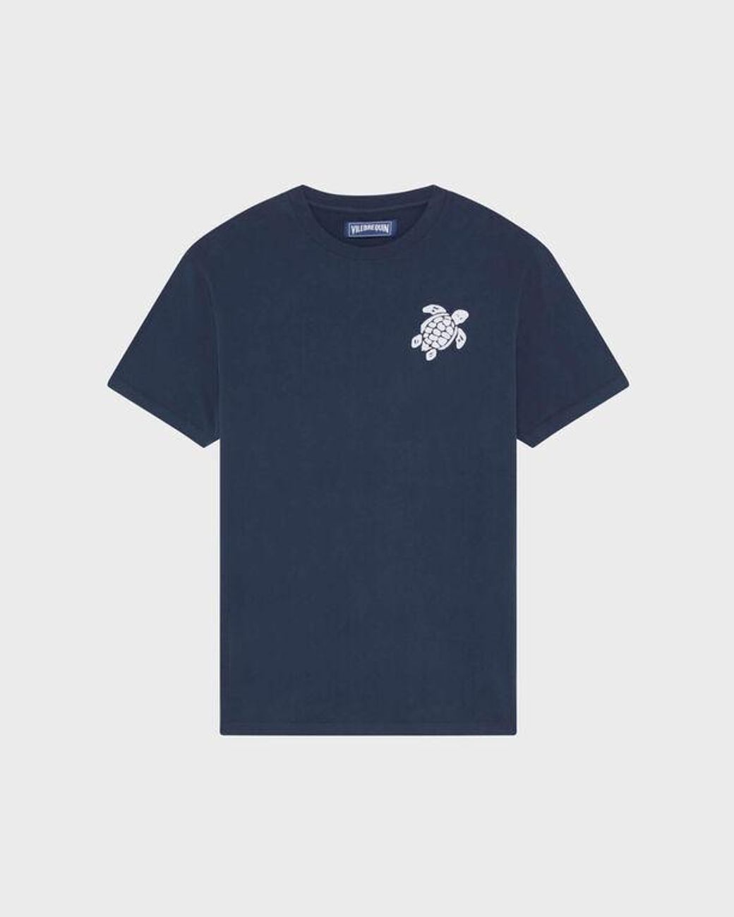 Vilebrequin Blue Organic Cotton T-Shirt Embroidered Turtle for men