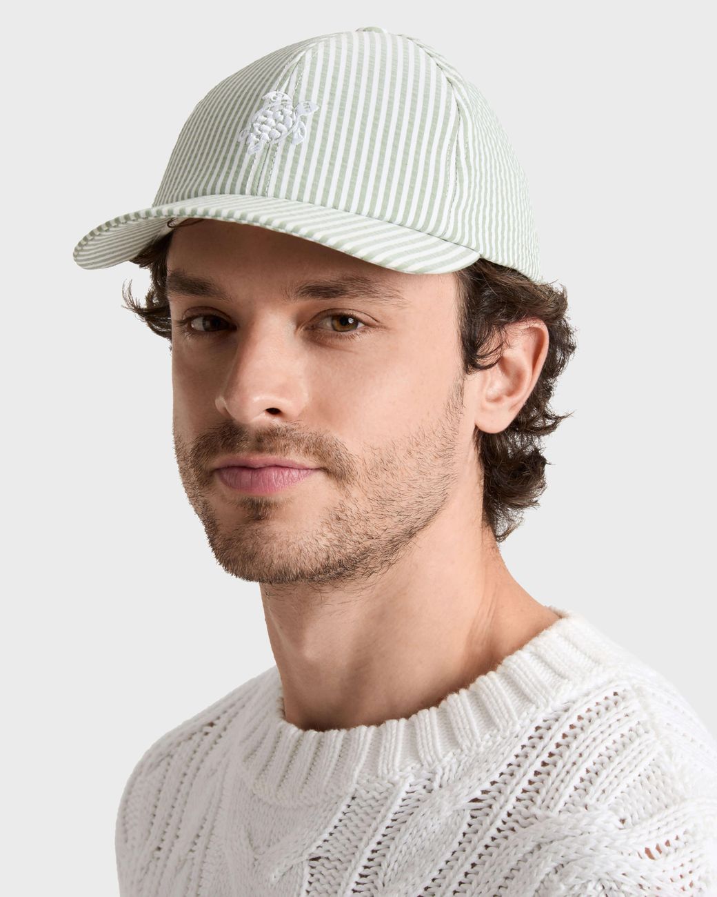 Vilebrequin White Seersuckers Stripes Cap for men