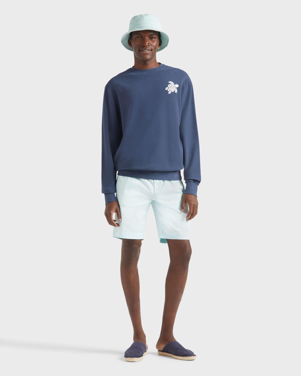 Vilebrequin Blue Tencel And Cotton Bermuda Shorts Satin for men