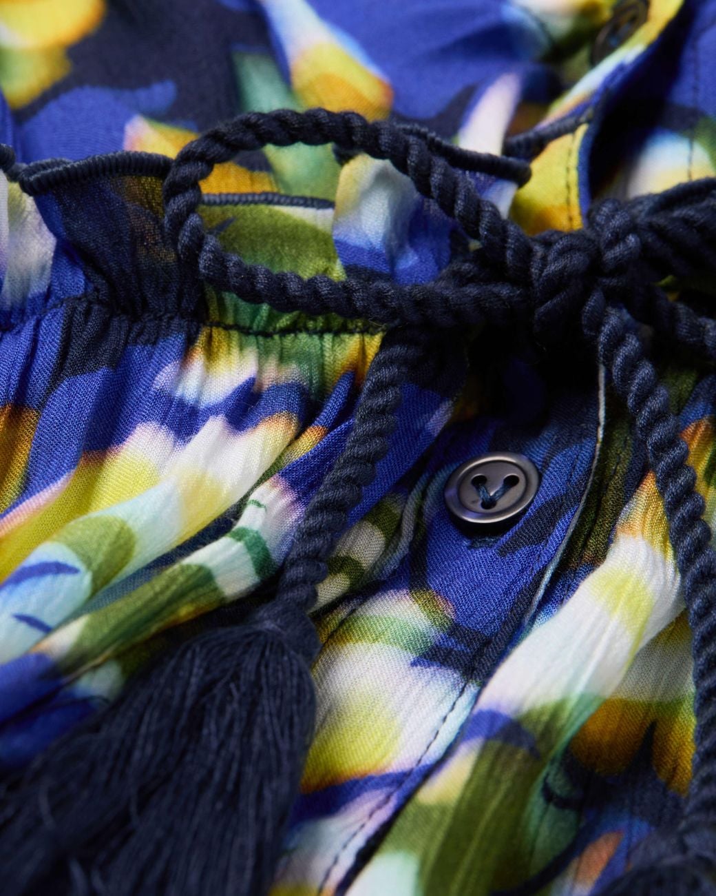 Vilebrequin Blue Viscose Long Dress Frangipanier Trouble