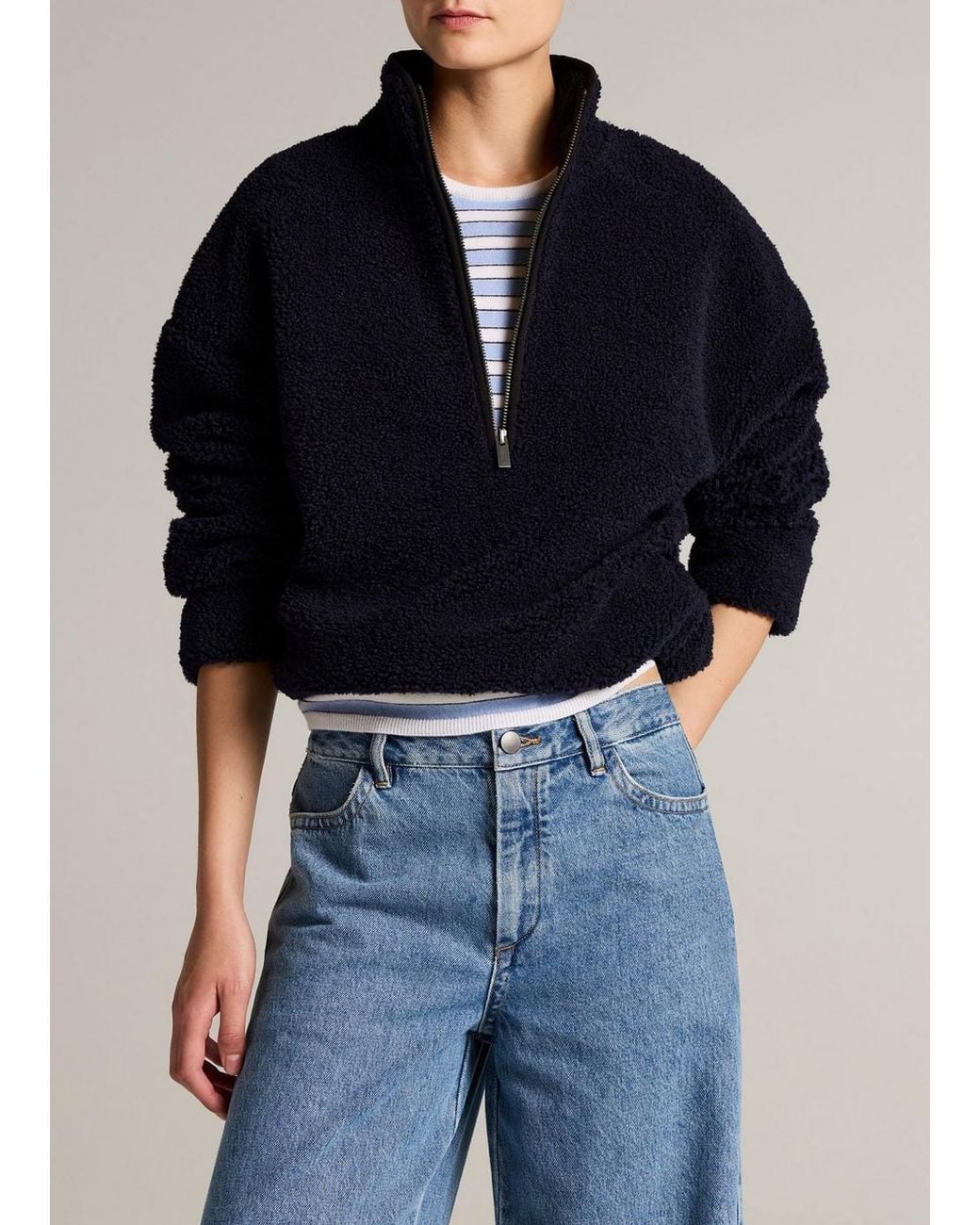 Vince Blue Sherpa Half-Zip Pullover