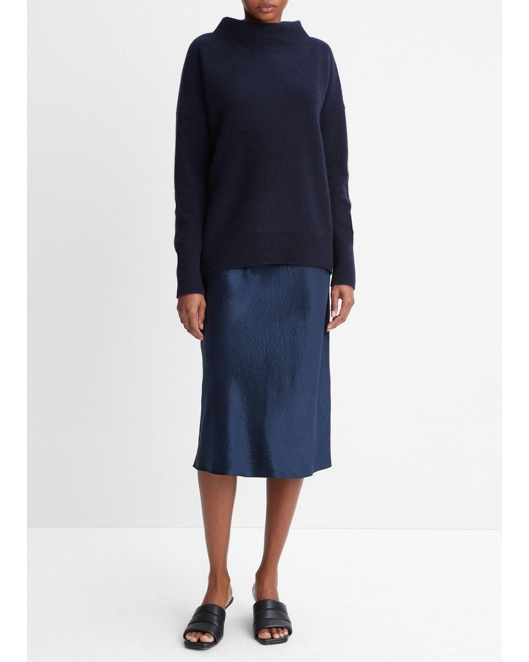 Vince Plush Cashmere Funnel Neck Sweater, Blue, Size Xs