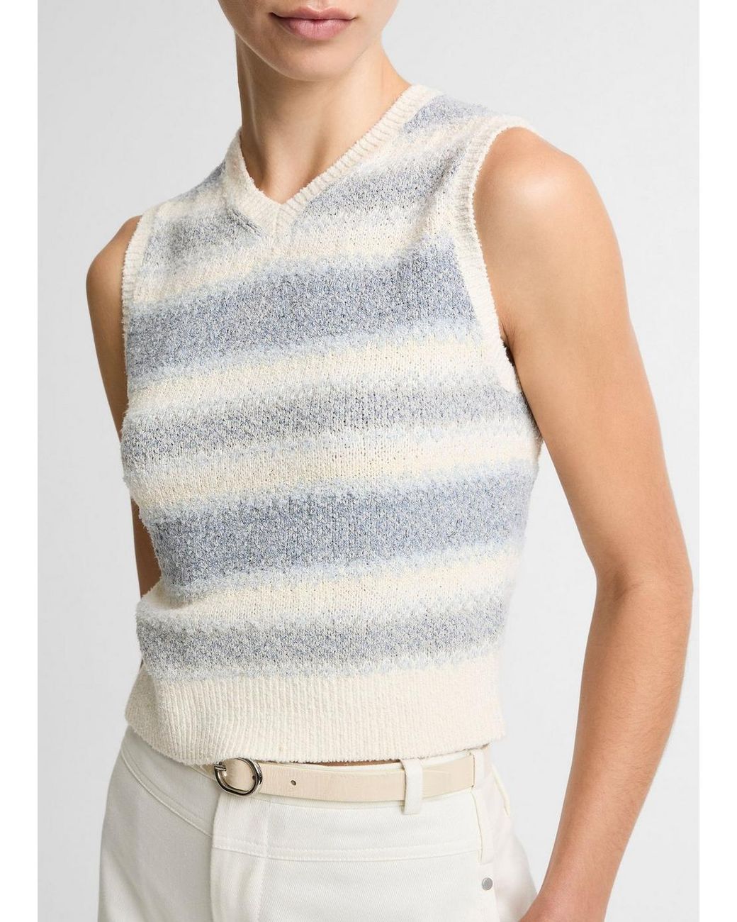 Vince White Summer Fair Isle Silk-Blend Sweater Vest