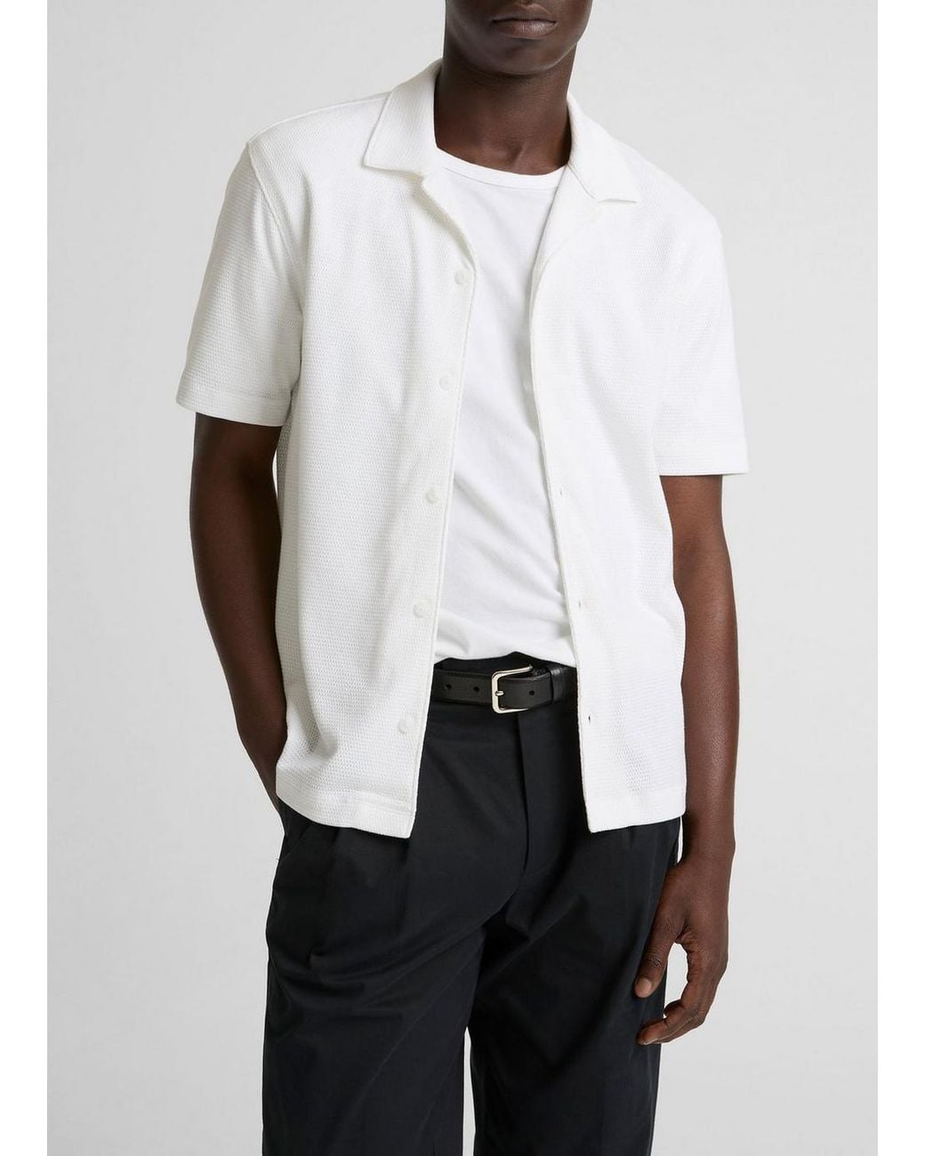 Vince White Mesh-Knit Cotton-Blend Cabana Shirt for men