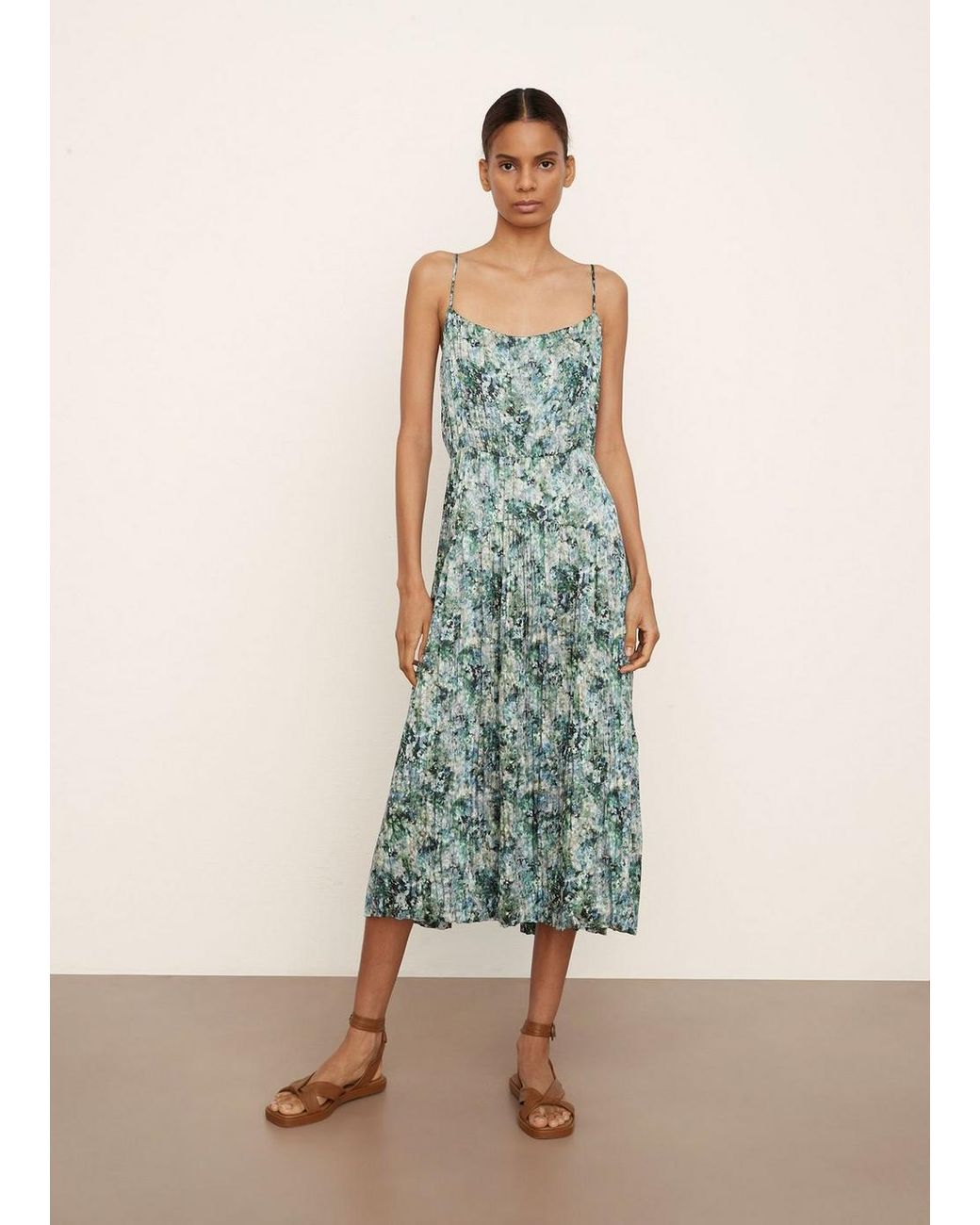 Vince Painted Floral Camisole Dress in Green | Lyst