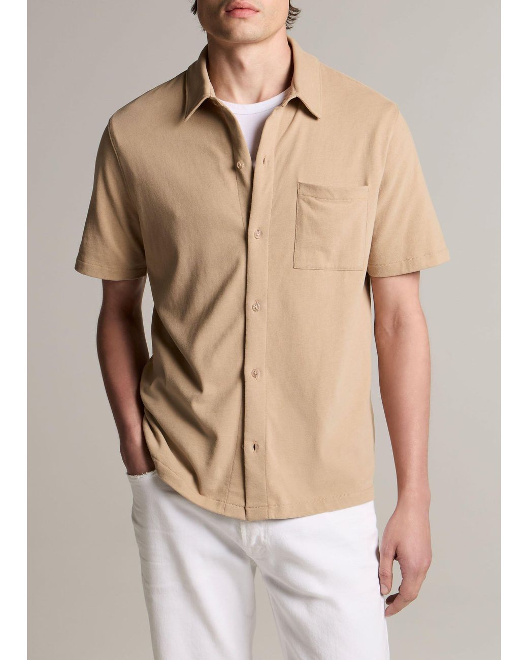 Vince Natural Sueded Cotton Jersey Button-Front Shirt for men
