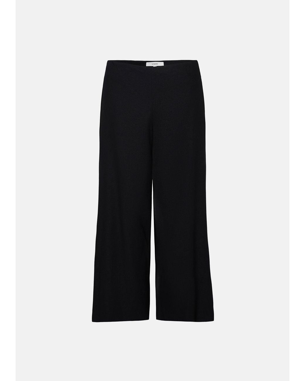 Vince Black Linen-Blend Cropped Wide-Leg Pant