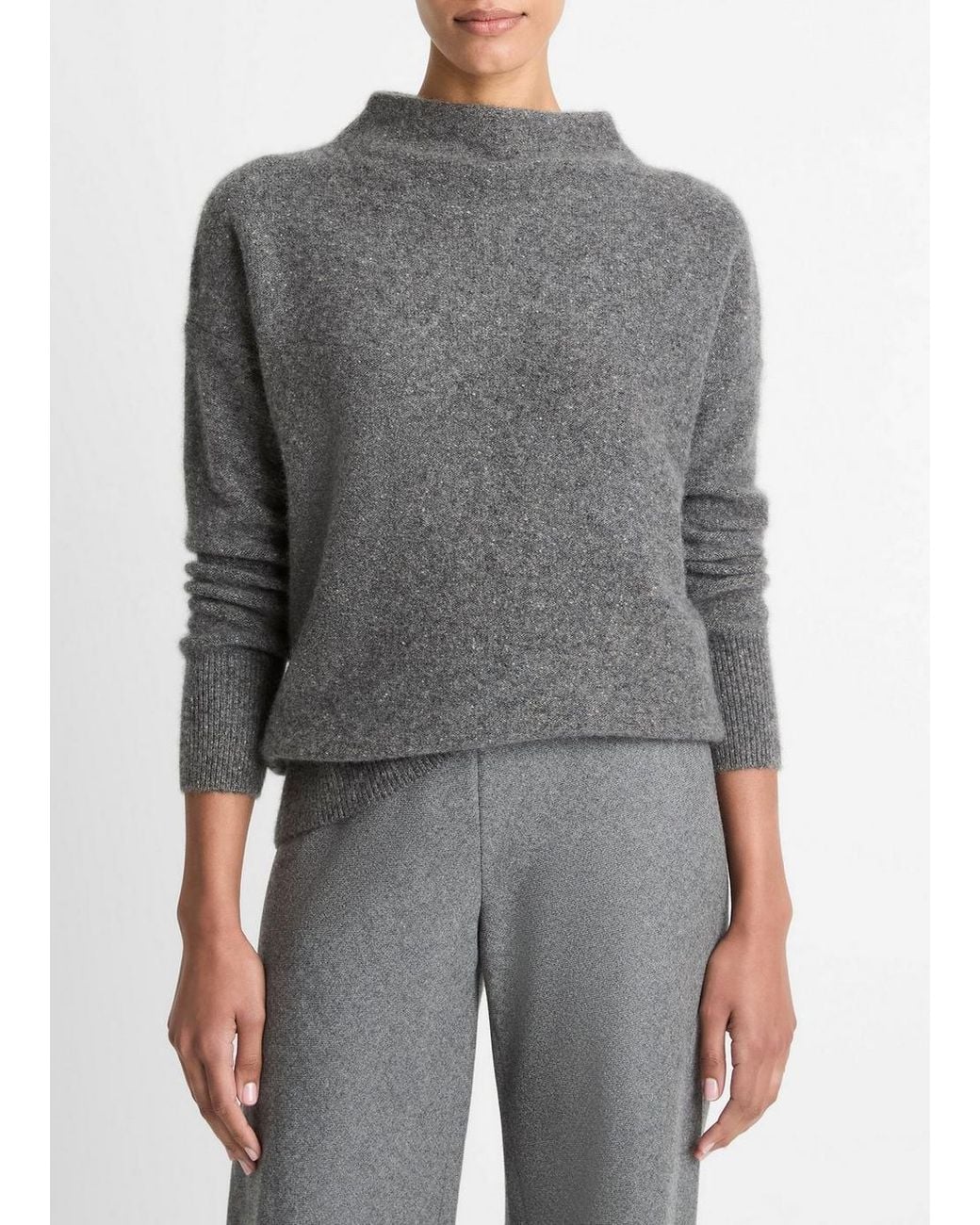 Vince Gray Donegal Cashmere Funnel-Neck Sweater