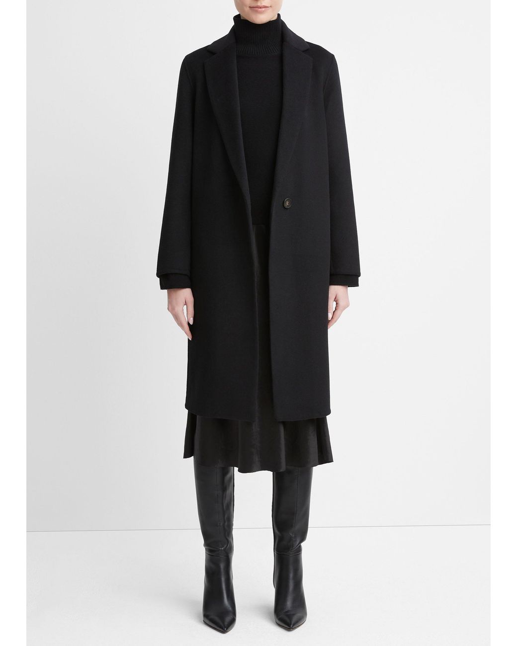 Vince Classic Straight Coat, Black, Size L