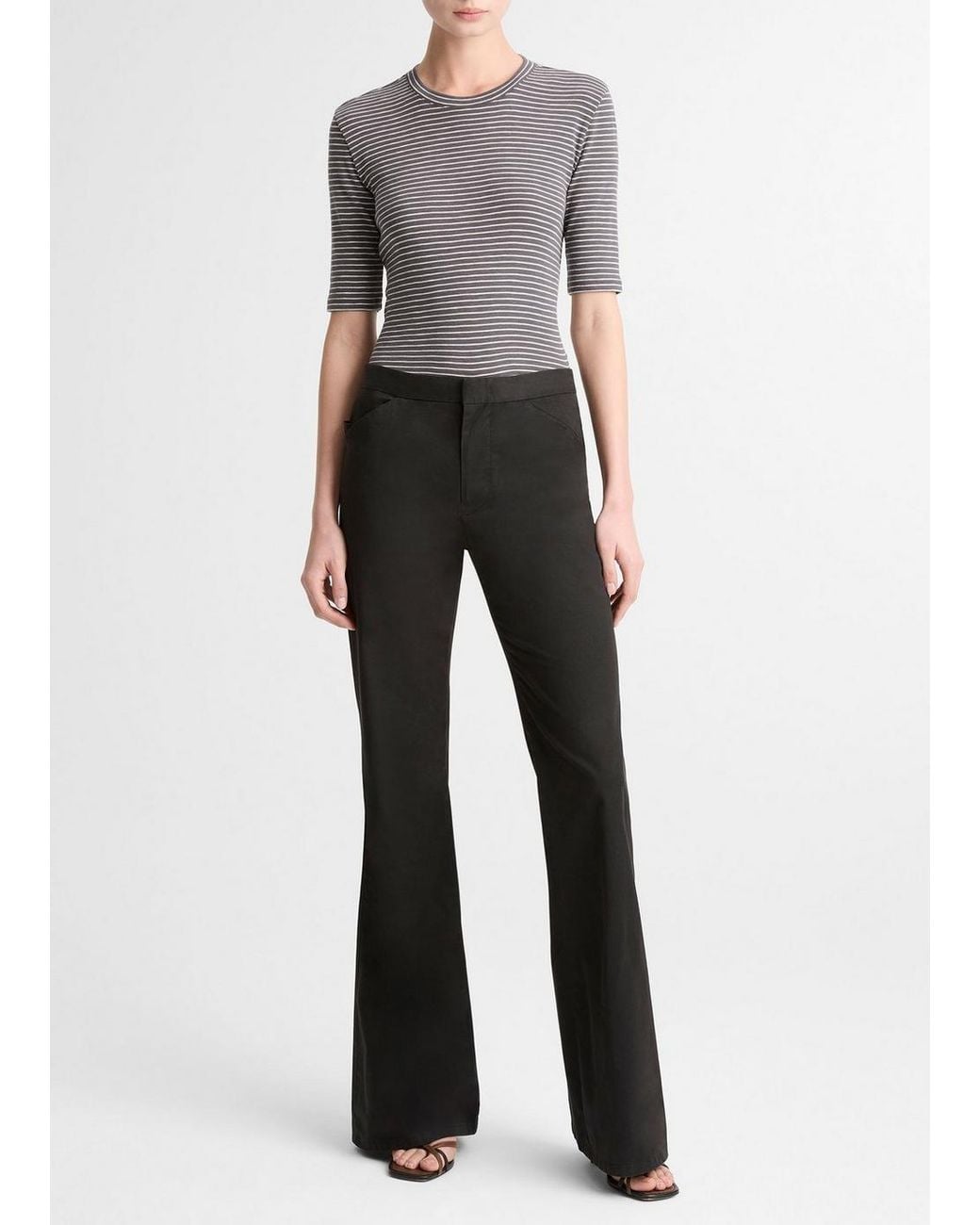 Vince Gray Italian Stretch-Cotton Flare Pant