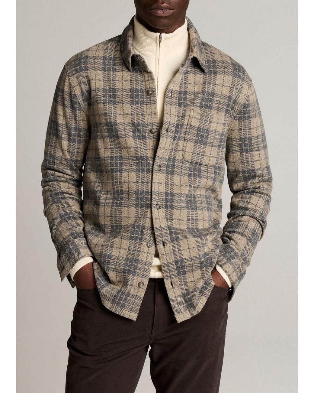 Vince Gray Tartan Plaid Cotton-Blend Button-Front Shirt for men