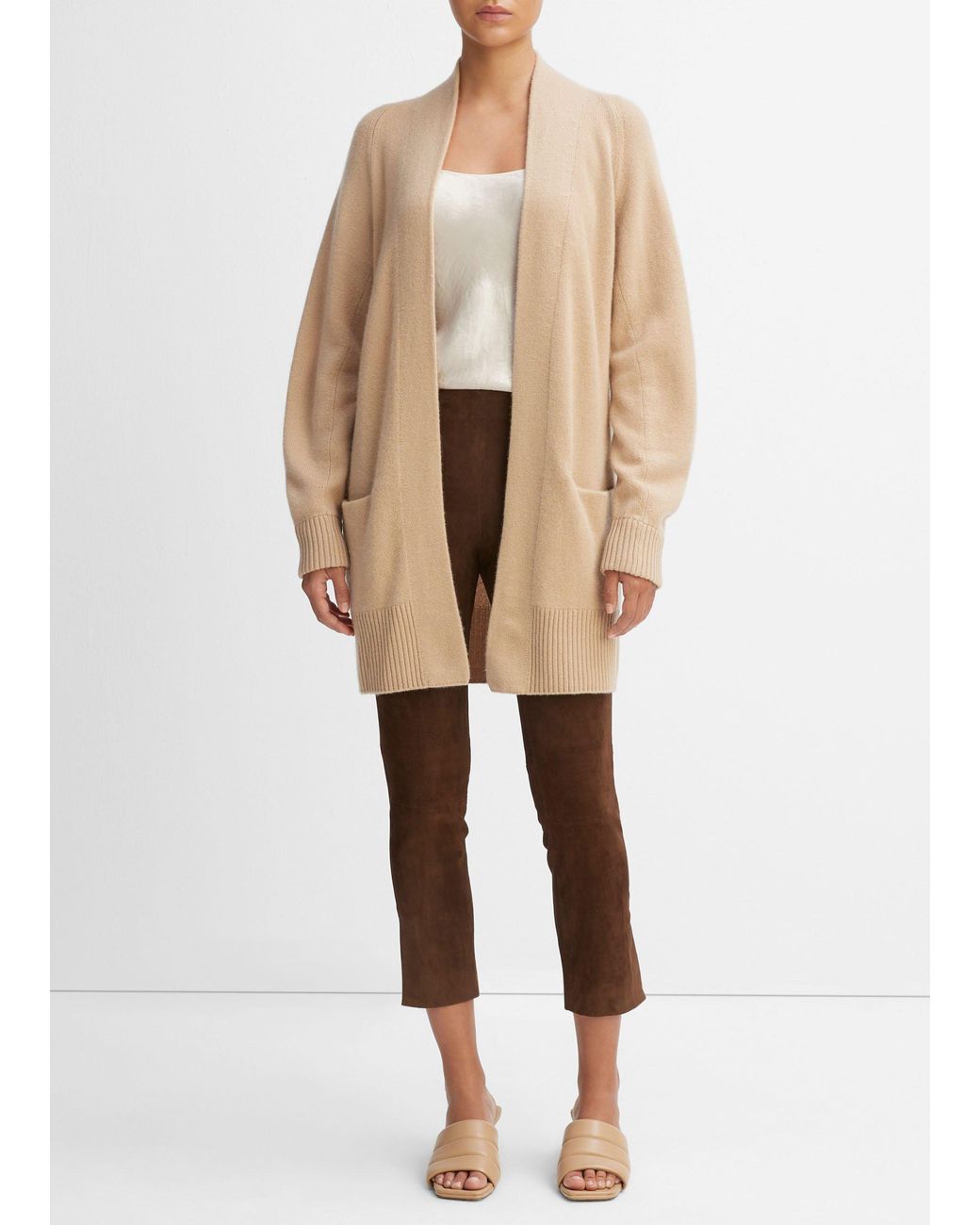 Vince Cashmere Open front Cardigan in Natural Lyst UK