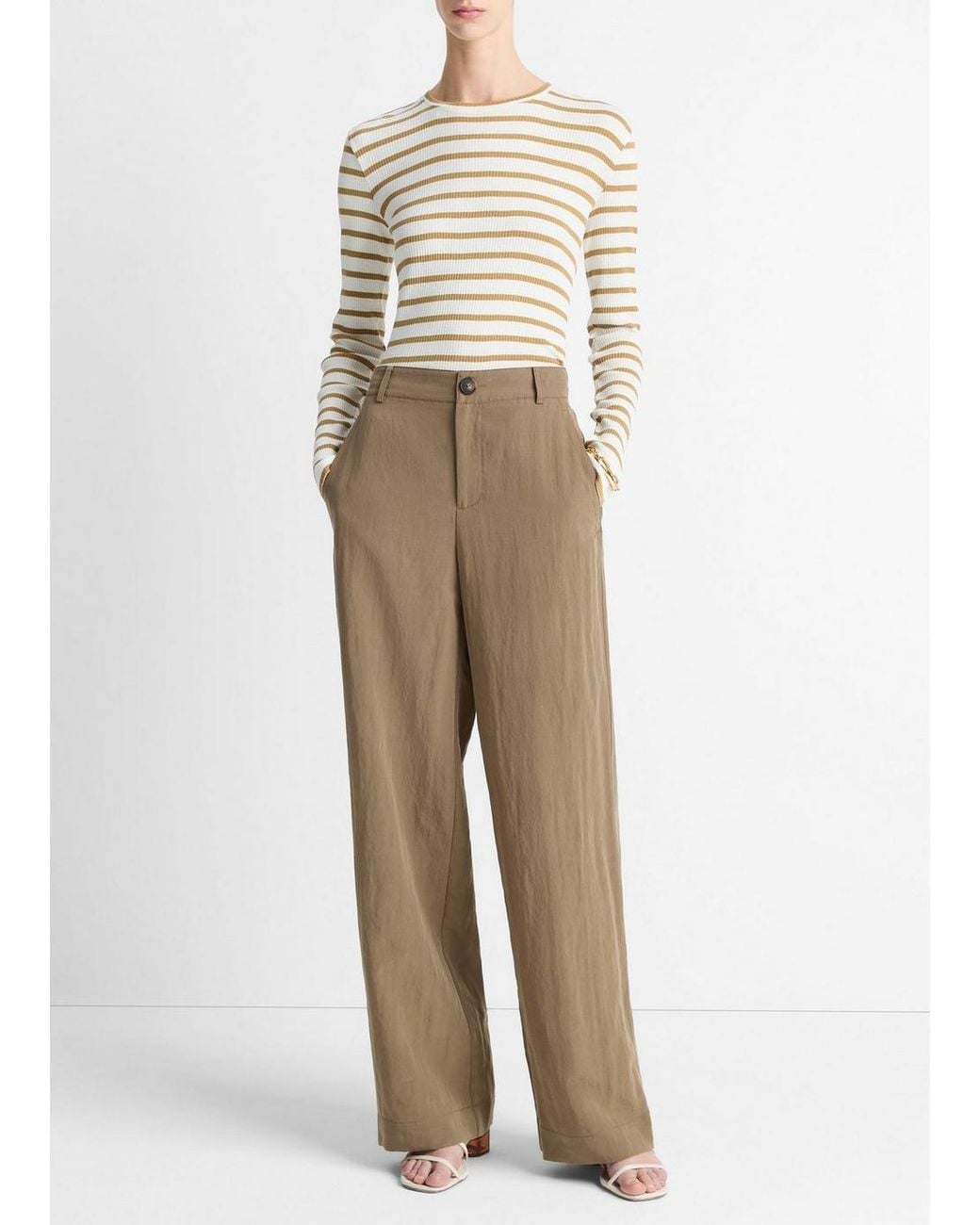 Vince Natural Textured Relaxed Wide-Leg Pant